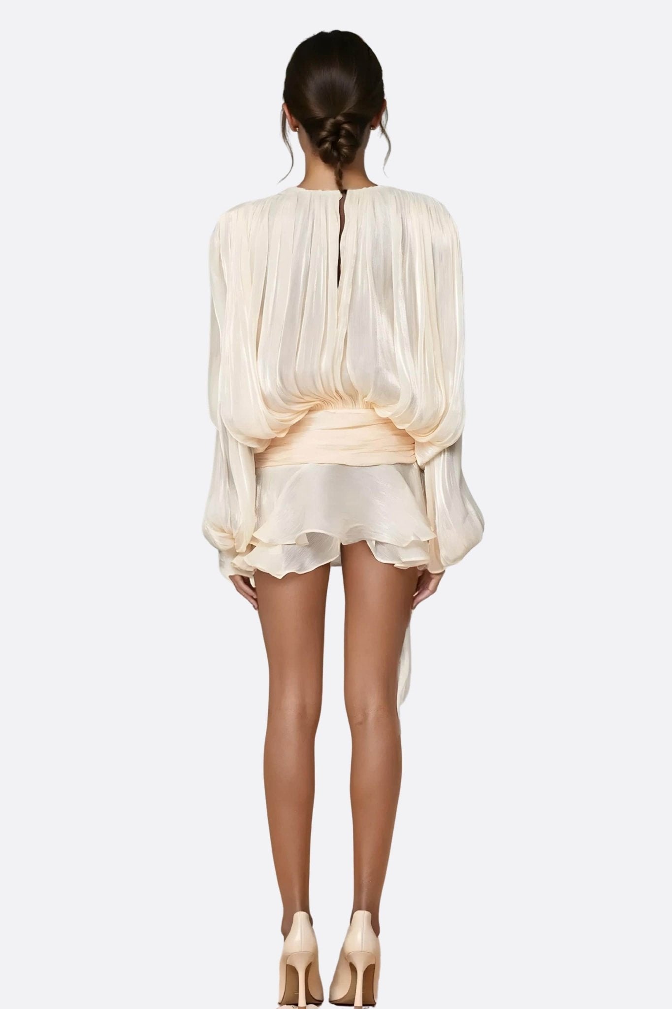 Blush Pink Draped Ruffle Mini Dress