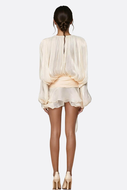 Blush Pink Draped Ruffle Mini Dress