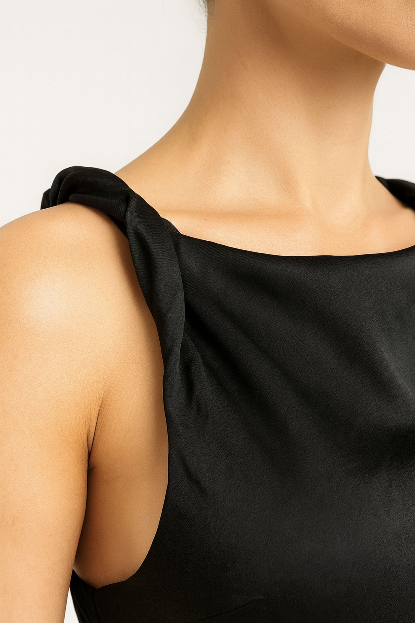Black Satin Halter Maxi Dress