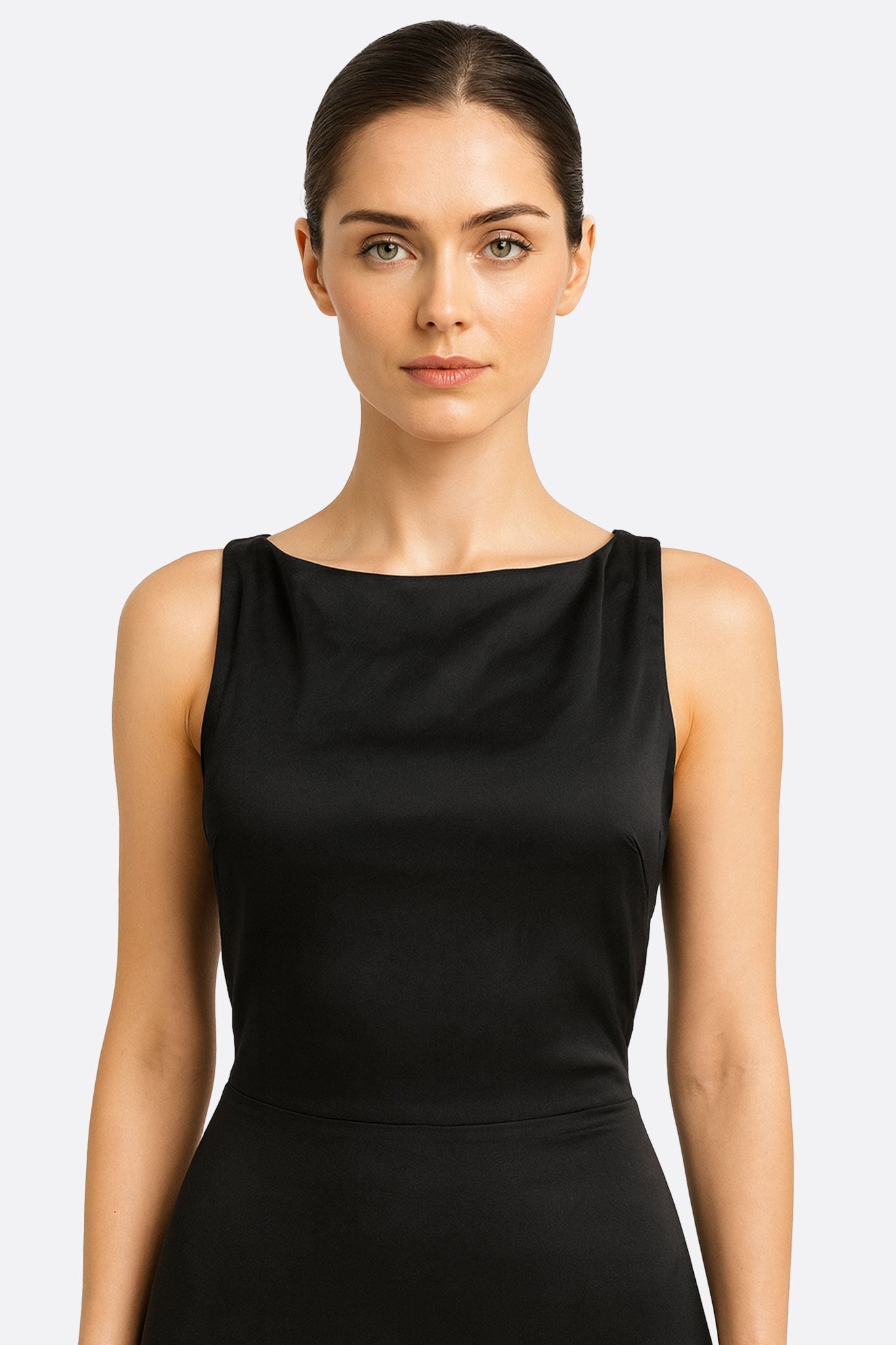 Black Satin Halter Maxi Dress