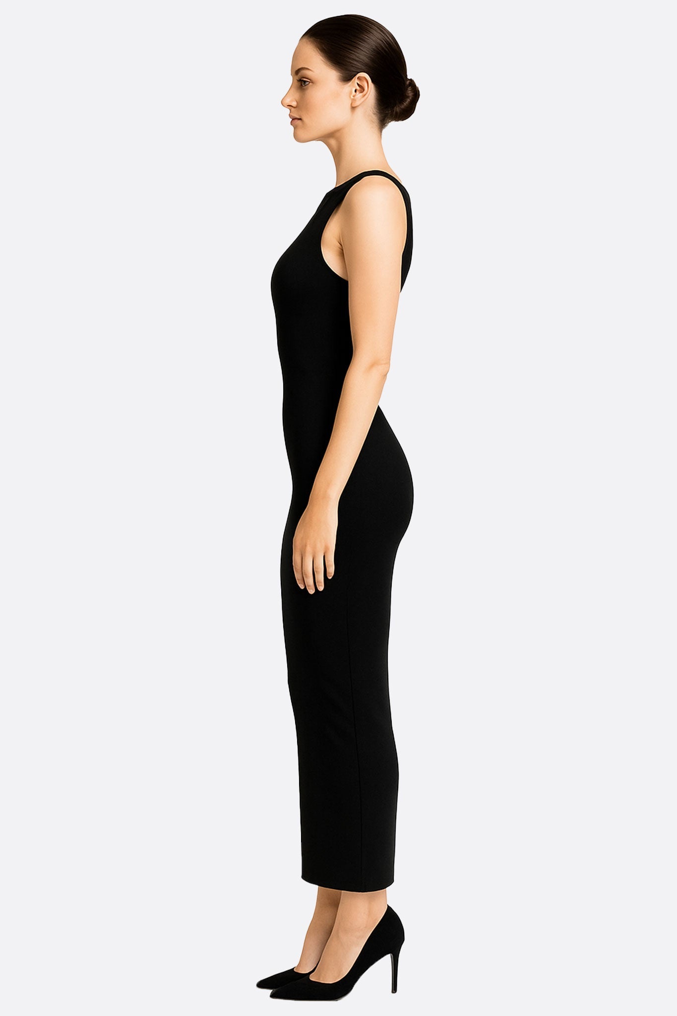 Black Satin Halter Maxi Dress